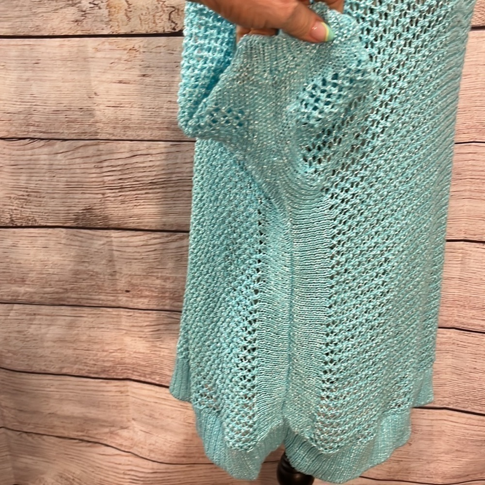 Chico’s Crochet Textured Sweater Open Weave Airy Short Sleeves Chicos 3 XL - Picture 6 of 12